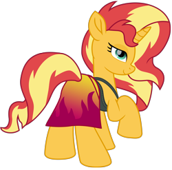 Size: 10487x10343 | Tagged: safe, artist:ejlightning007arts, sunset shimmer, pony, unicorn, better together, equestria girls, forgotten friendship, bikini, bunset shimmer, butt, clothes, equestria girls outfit, female, looking at you, mare, plot, raised hoof, sarong, simple background, swimsuit, transparent background, vector