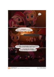 Size: 3541x5016 | Tagged: safe, artist:gashiboka, doctor whooves, fluttershy, rarity, roseluck, oc, oc:firestorm, bat pony, pony, comic:recall the time of no return, comic, patreon, patreon logo, tied up