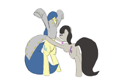 Size: 1280x804 | Tagged: safe, artist:fiddlearts, fiddlesticks, octavia melody, earth pony, pony, apple family member, clothes, dress, fiddlesticks-answers