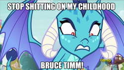 Size: 914x514 | Tagged: safe, princess ember, dragon, triple threat, batman, childhood ruined, meme, mouthpiece, obligatory pony, vulgar