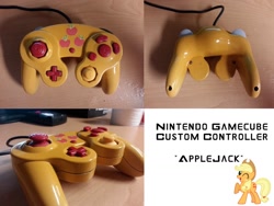 Size: 1024x768 | Tagged: safe, artist:stratmlp, applejack, controller, custom, cutie mark, gamecube, irl, nintendo, photo, video game