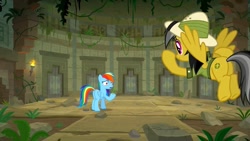 Size: 1280x720 | Tagged: safe, derpibooru import, screencap, daring do, rainbow dash, pegasus, pony, daring doubt, butt, plot