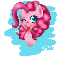 Size: 1000x1000 | Tagged: safe, pinkie pie, earth pony, pony, bust, looking at you, one eye closed, portrait, solo, wink