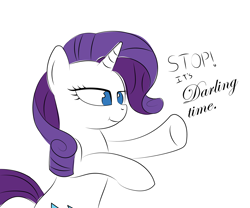 Size: 5000x4168 | Tagged: safe, artist:up-world, rarity, pony, unicorn, :t, absurd resolution, darling, female, hammer time, mc hammer, raised hoof, simple background, solo, song reference, stop, text, u can't touch this, white background