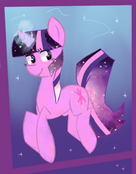 Size: 550x700 | Tagged: safe, artist:wafflemilu, derpibooru import, twilight sparkle, pony, unicorn, magic, pixiv, solo, stars