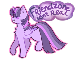 Size: 749x595 | Tagged: safe, artist:uomiii, twilight sparkle, twilight sparkle (alicorn), alicorn, pony, blush sticker, blushing, chest fluff, eyes closed, female, feminist ponies, friendzone, mare, mouthpiece, simple background, solo, subversive kawaii, transparent background