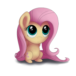 Size: 1024x1024 | Tagged: safe, artist:redquoz, fluttershy, pegasus, pony, chibi, shadow, simple background, smol, solo