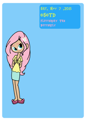 Size: 628x876 | Tagged: safe, artist:obeliskgirljohanny, screencap, fluttershy, human, humanized, solo