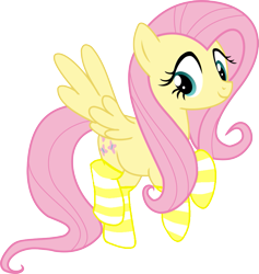Size: 871x917 | Tagged: safe, artist:tabrony23, fluttershy, pegasus, pony, clothes, female, mare, simple background, socks, solo, spread wings, striped socks, transparent background, vector, wings