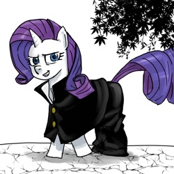 Size: 1000x1000 | Tagged: safe, artist:bojack_mlplove, rarity, pony, unicorn, clothes, female, looking at you, mare, solo, tree