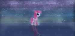 Size: 1024x490 | Tagged: safe, artist:ac-graxt, pinkie pie, earth pony, pony, balloon, galaxy, reflection, solo, stars, water