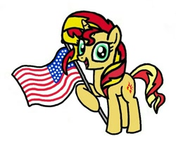 Size: 624x500 | Tagged: safe, sunset shimmer, pony, unicorn, american flag, patriotic, solo