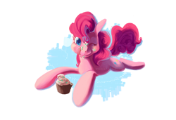 Size: 1050x717 | Tagged: safe, artist:wrenhat, pinkie pie, earth pony, pony, cupcake, food, solo