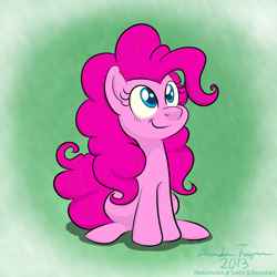 Size: 1280x1280 | Tagged: safe, artist:sketchinetch, pinkie pie, earth pony, pony, female, mare, pink coat, pink mane, simple background, solo