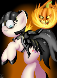 Size: 1280x1737 | Tagged: safe, artist:paulpeopless, coco pommel, dullahan, food, haunted, headless, headless horseman, jack-o-lantern, modular, pumpkin