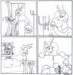 Size: 1300x1333 | Tagged: safe, artist:bigrigs, princess celestia, twilight sparkle, alicorn, pony, comic, food, loss (meme), tomato