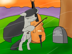 Size: 900x675 | Tagged: safe, artist:biosonic100, octavia melody, earth pony, pony, cello, grave, musical instrument, sad