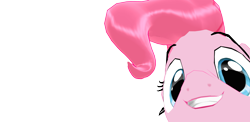 Size: 3270x1590 | Tagged: safe, derpibooru import, pinkie pie, earth pony, pony, 3d, cute, face, face of mercy, looking at you, looking into your soul, mmd, shiny, simple background, smiling, solo, transparent background, wallpaper