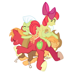 Size: 2048x2048 | Tagged: safe, artist:andy18, apple bloom, applejack, big macintosh, granny smith, winona, earth pony, pony, apple family, dogpile, male, pony pile, stallion