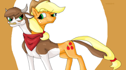 Size: 1940x1084 | Tagged: safe, artist:mojo1985, applejack, arizona cow, cow, earth pony, pony, them's fightin' herds, community related, conjoined, fusion, multiple heads, two heads, we have become one, what has science done
