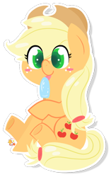 Size: 564x896 | Tagged: safe, artist:mochi--pon, applejack, earth pony, pony, cute, food, ice cream, jackabetes, popsicle, sea salt ice cream, sitting, solo, tongue out