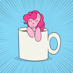 Size: 1600x1600 | Tagged: safe, artist:php47, pinkie pie, earth pony, pony, coffee, coffee mug, pink horse daily, pinkie found the coffee, solo