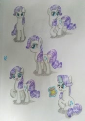 Size: 2915x4160 | Tagged: safe, artist:prinrue, rarity, pony, unicorn, pose, smiling, spool, traditional art