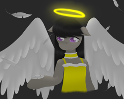 Size: 2952x2362 | Tagged: safe, artist:glittersonyourface, octavia melody, angel, earth pony, pony, black mane, female, gray coat, halo, mare, solo