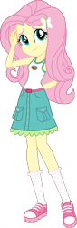 Size: 1007x2945 | Tagged: safe, artist:imperfectxiii, fluttershy, equestria girls, legend of everfree, clothes, cute, pockets, shoes, shyabetes, simple background, sleeveless, smiling, sneakers, socks, solo, tanktop, transparent background, vector