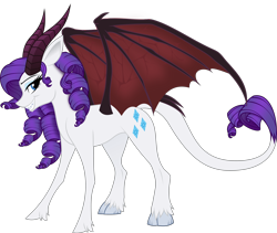 Size: 6000x5057 | Tagged: safe, artist:magister39, rarity, demon, demon pony, succubus, succubus pony, succupony, absurd resolution, bat wings, cloven hooves, demon horns, female, horns, mare, simple background, solo, species swap, transparent background, wings