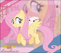 Size: 1024x892 | Tagged: safe, artist:fskindness, derpibooru import, angel bunny, fluttershy, pinkie pie, earth pony, pegasus, pony, element of kindness, walking, wallpaper, zoom layer