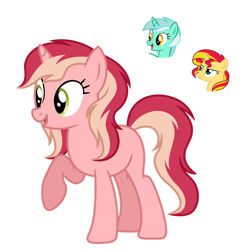 Size: 1280x1286 | Tagged: safe, artist:tenderrain46, lyra heartstrings, sunset shimmer, oc, pony, unicorn, female, magical lesbian spawn, mare, offspring, parent:lyra heartstrings, parent:sunset shimmer, simple background, transparent background