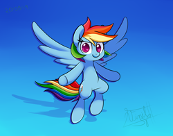 Size: 4200x3300 | Tagged: safe, artist:burnflameheart, derpibooru import, rainbow dash, pegasus, pony, abstract background, signature, smiling, solo