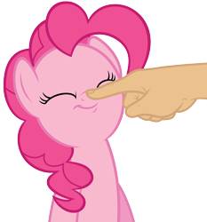 Size: 5314x5699 | Tagged: safe, artist:slb94, pinkie pie, earth pony, human, pony, absurd resolution, boop, cute, diapinkes, eyes closed, female, hand, mare, ponk, simple background, smiling, transparent background, vector