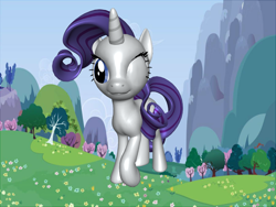 Size: 1200x900 | Tagged: safe, rarity, pony, unicorn, pony creator, 3d, 3d pony creator, female, mare, one eye closed, ponylumen, solo, wink