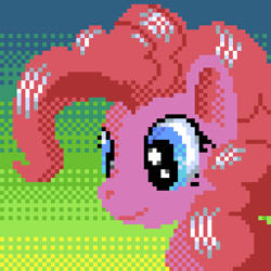 Size: 512x512 | Tagged: safe, artist:phat_guy, pinkie pie, earth pony, pony, aseprite, bust, female, mare, needs more dither, pixel art, portrait, smiling, solo