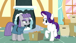 Size: 1920x1080 | Tagged: safe, screencap, maud pie, rarity, pony, unicorn, yakity-sax, discovery family logo