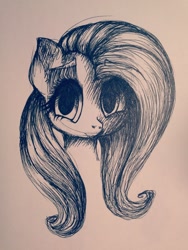 Size: 1536x2048 | Tagged: safe, artist:gaiaxir0se, fluttershy, pegasus, pony, bust, looking at you, monochrome, portrait, solo, traditional art