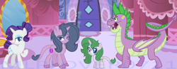 Size: 1024x396 | Tagged: safe, artist:mlplover0711, rarity, spike, dracony, dragon, hybrid, pony, unicorn, family, female, interspecies offspring, male, offspring, parent:rarity, parent:spike, parents:sparity, shipping, sparity, straight