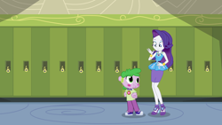 Size: 1366x768 | Tagged: safe, artist:epiclyawesomeprussia, artist:ilaria122, artist:knightwolf09, artist:starlightglimmerluvr, rarity, spike, spike the regular dog, dog, better together, equestria girls, abomination, canterlot high, equestria girls-ified, female, geode of shielding, hallway, human spike, implied transformation, lockers, magical geodes, male, shipping, sparity, story included, straight, what has science done, you didn't stop to ask if you should