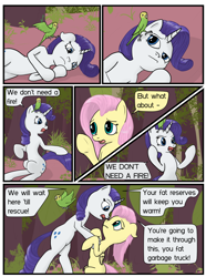 Size: 1280x1722 | Tagged: safe, artist:fimflamfilosophy, fluttershy, rarity, bird, pegasus, pony, unicorn, comic, dialogue, duo, fluttershyfriday, grass