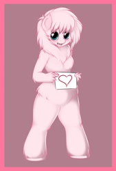 Size: 1280x1896 | Tagged: safe, artist:kloudmutt, oc, oc only, oc:fluffle puff, anthro, anthro oc, heart, solo