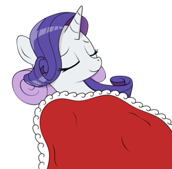 Size: 842x826 | Tagged: safe, artist:kirr12, rarity, pony, unicorn, blanket, cute, eyelashes, eyes closed, female, nap, pillow, satisfied, simple background, solo, transparent background