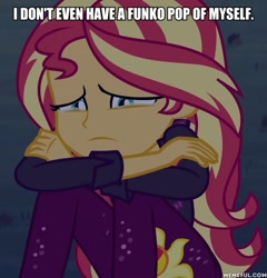 Size: 600x624 | Tagged: safe, edit, edited screencap, screencap, sunset shimmer, better together, equestria girls, sunset's backstage pass!, caption, crying, image macro, sad, text