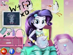 Size: 960x720 | Tagged: artist needed, source needed, safe, rarity, equestria girls, babity, baby, bizarre, bootleg, downvote bait, flash game, fynsy, pregnant, self paradox, wat, why, wtf