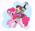 Size: 2241x1984 | Tagged: safe, artist:daretobeboring, pinkie pie, earth pony, pony, crossover, grappling hook, gravity falls, humans riding ponies, mabel pines, riding