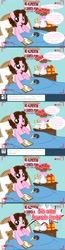 Size: 1236x4790 | Tagged: safe, artist:shinta-girl, angel bunny, oc, oc:shinta pony, guinea pig, ask, ceruyo, spanish