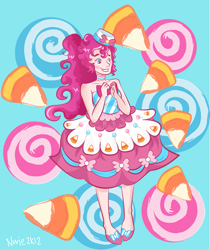 Size: 1617x1928 | Tagged: safe, artist:handsomerogue, pinkie pie, human, clothes, dress, gala dress, humanized, solo