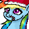 Size: 100x100 | Tagged: safe, artist:omniscientx, derpibooru import, rainbow dash, pegasus, pony, animated, blinking, candy, candy cane, female, food, gif, hat, mare, mouth hold, pixel art, simple background, solo, transparent background
