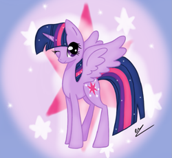 Size: 849x780 | Tagged: safe, artist:otakutheunicorn, derpibooru import, twilight sparkle, twilight sparkle (alicorn), alicorn, pony, female, mare, solo, wink